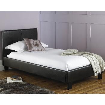 Kingston Faux Leather Bed Frame Single Brown