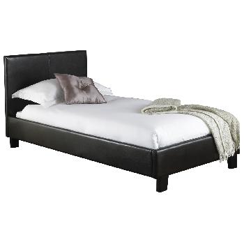 Kingston Faux Leather Bed Frame with Mattress Single Black