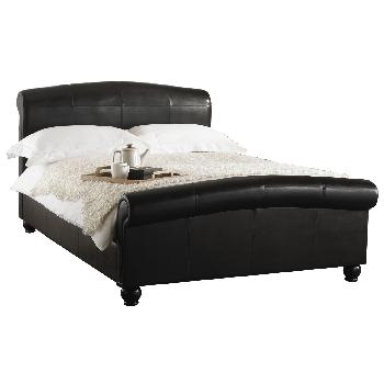 Knightsbridge Faux Leather Bed with Mattress Double