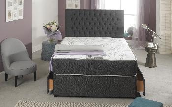 La Romantica Jasmine Ortho Divan - Chelsea Black Fabric, Small Double, 4 Drawers