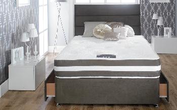 La Romantica Prelude Memory Pocket 1000 Divan - Brown Suede Fabric, King Size, End with 2 Continental Drawers