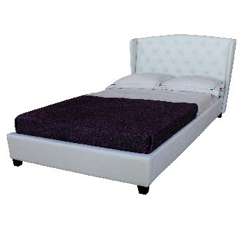 Landor Faux Leather Bed Frame in White Double