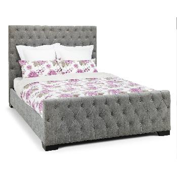 Lillian Superking Fabric Bed Steel Ebony Feet