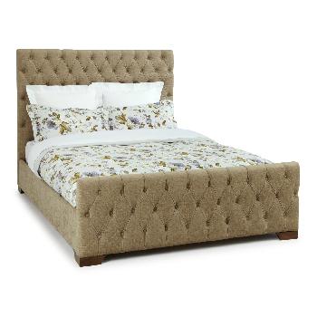 Lillian King Fabric Bed Fudge Walnut Feet