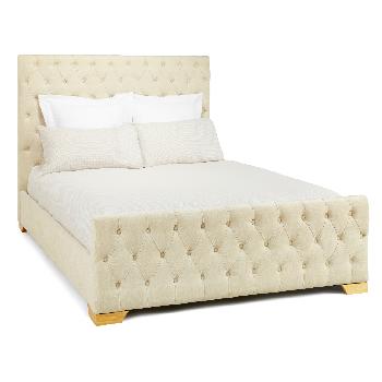 Lillian King Fabric Bed Pearl Natural Feet