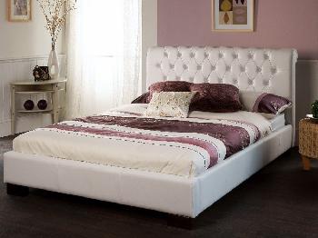 Limelight Aries Super King Size White Faux Leather Bed Frame