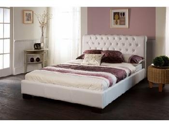 Limelight Aries White 4' 6 Double White Leather Bed