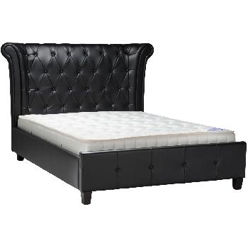 Limelight Epsilon Black Faux Leather Bedstead Double