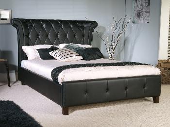 Limelight Epsilon Double Black Faux Leather Bed Frame