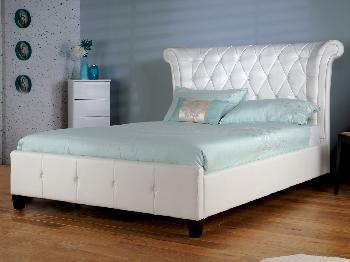 Limelight Epsilon Double White Faux Leather Bed Frame