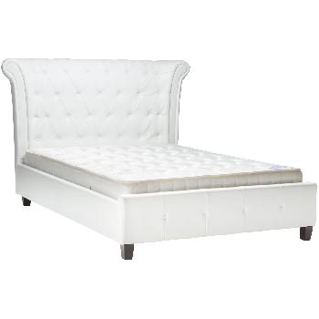 Limelight Epsilon White Faux Leather Bedstead King