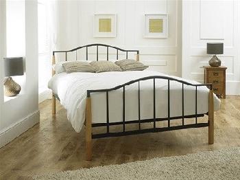 Limelight Neptune 4' Small Double Beech and Black Slatted Bedstead Metal Bed
