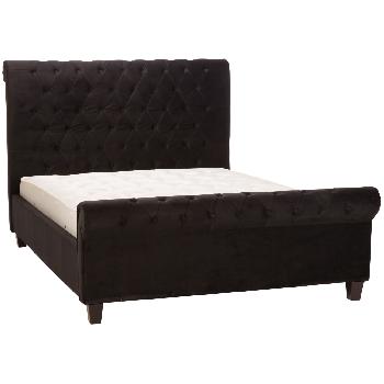 Limelight Orbit Black Velvet Upholstered Bedstead - Double