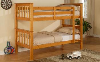 Limelight Pavo Wooden Bunk Bed, Single, 2 Side Drawers, Honey Pine