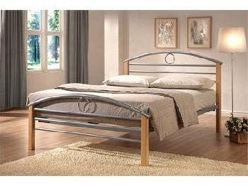 Limelight Pegasus 4' Small Double Silver and Natural Slatted Bedstead Metal Bed