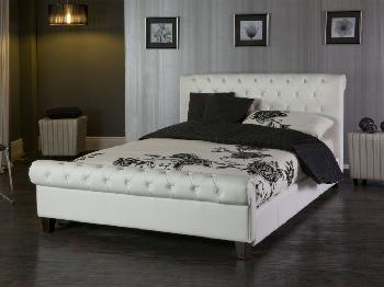 Limelight Phoenix Double White Faux Leather Bed Frame