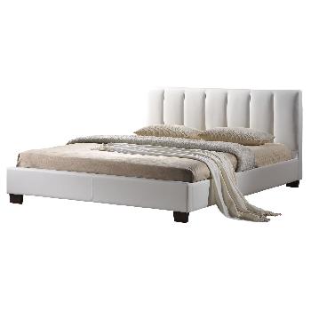 Limelight Pulsar White Faux Leather Bed with Mattress and Bedding Bundle Single