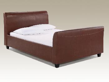 LPD Chester King Size Vintage Brown Faux Leather Bed Frame
