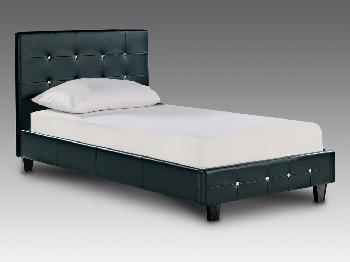 LPD Diamante Single Black Faux Leather Bed Frame