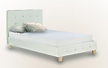 LPD Diamante Single White Faux Leather Bed Frame