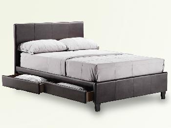 LPD Prado King Size (4 Drawer) Brown Faux Leather Bed Frame