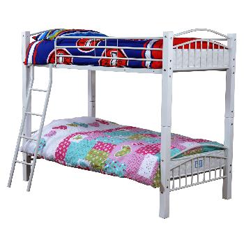 Madrid Bunk Bed and Memory Foam Support 250 Mattress with Pillows White