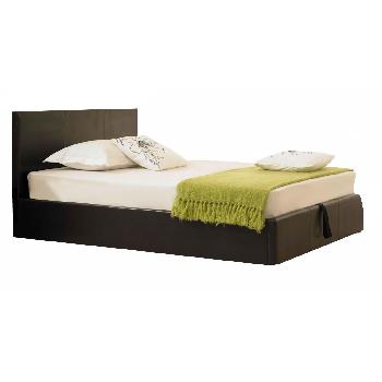 Madrid PU Leather Ottoman Bed in Brown Brown Single