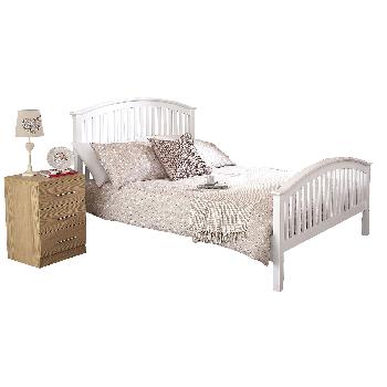 Madrid White High End Wooden Bed Double