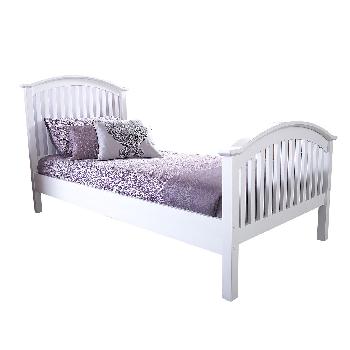 Madrid White High End Wooden Bed Single