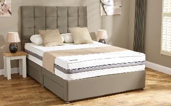 Mammoth Original Supersoft Divan, Superking, 4 Drawers, Chenille Grey, Tube Headboard