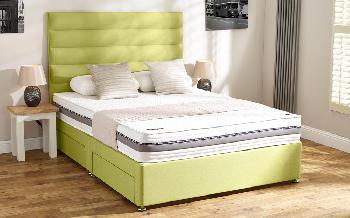 Mammoth Performance Pocket 1600 Divan, Single, Ottoman Storage, Faux Suede Charcoal, XL Headboard