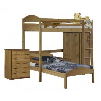 Maximus L Shape Antique Long High Sleeper Set 2 with Antique