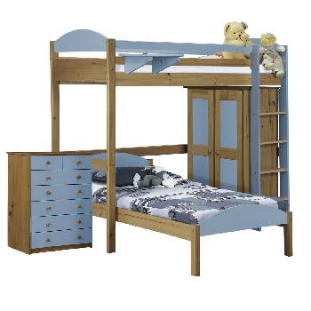 Maximus L Shape Antique Long High Sleeper Set 2 with Baby Blue