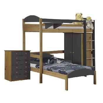 Maximus L Shape Antique Long High Sleeper Set 2 with Graphite