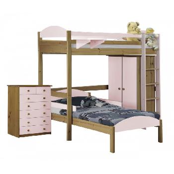 Maximus L Shape Antique Long High Sleeper Set 2 with Pink