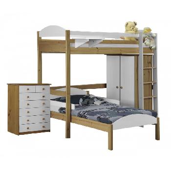 Maximus L Shape Antique Long High Sleeper Set 2 with White