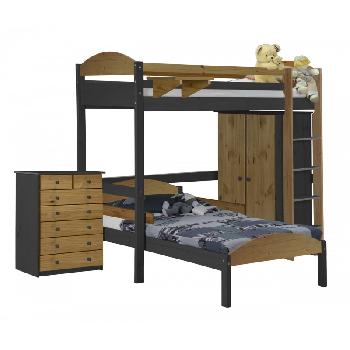 Maximus L Shape Graphite Long High Sleeper Set 2 with Antique