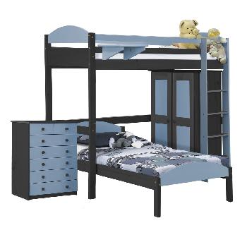 Maximus L Shape Graphite Long High Sleeper Set 2 with Baby Blue