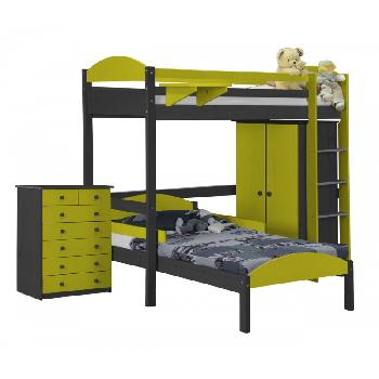 Maximus L Shape Graphite Long High Sleeper Set 2 with Lime