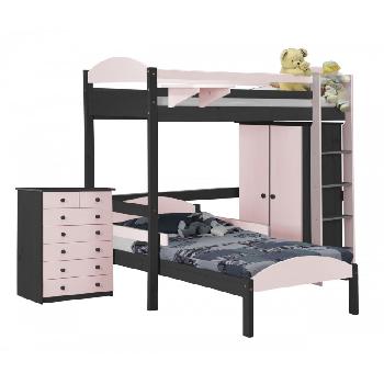 Maximus L Shape Graphite Long High Sleeper Set 2 with Pink