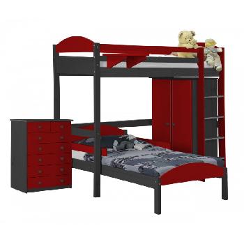 Maximus L Shape Graphite Long High Sleeper Set 2 with Red