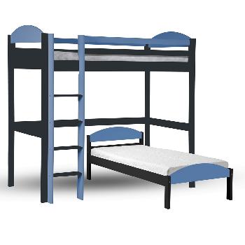 Maximus L Shape Graphite Long High Sleeper with Baby Blue