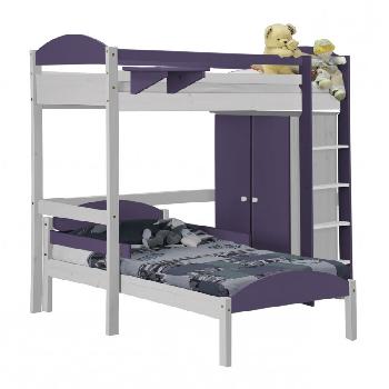 Maximus L Shape Whitewash Long High Sleeper Set 1 with Lilac