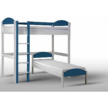 Maximus L Shape Whitewash Long High Sleeper with Blue