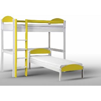 Maximus L Shape Whitewash Long High Sleeper with Lime