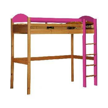 Maximus Long Antique High Sleeper Bed with Fuschia