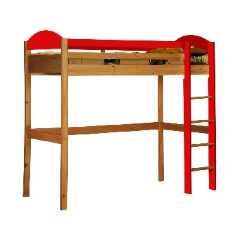 Maximus Long Antique High Sleeper Bed with Red