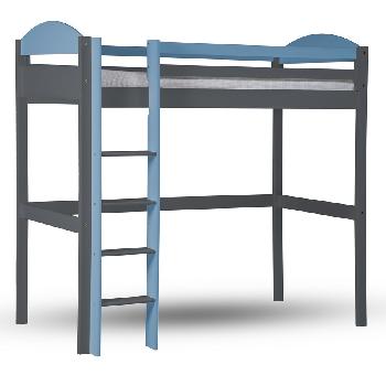 Maximus Long Graphite High Sleeper Bed with Baby Blue