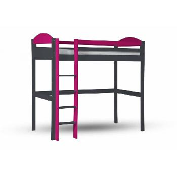 Maximus Long Graphite High Sleeper Bed with Fuschia