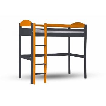 Maximus Long Graphite High Sleeper Bed with Orange